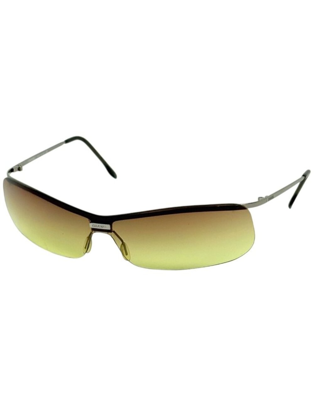 Chanel Sunglasses CC Logo Metal Acetate Silver Brown Eyewear